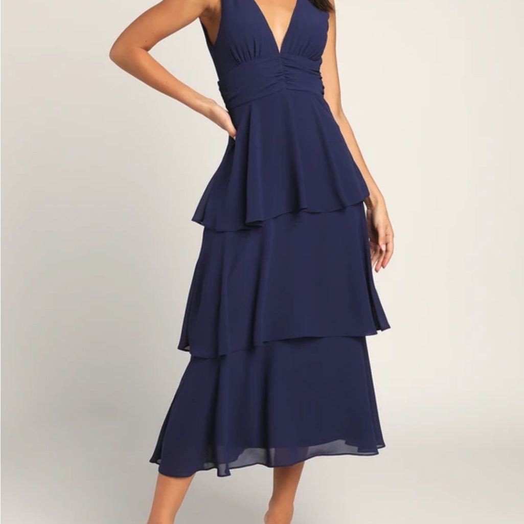 Lulu's Deep Blue High Low Layered Dress